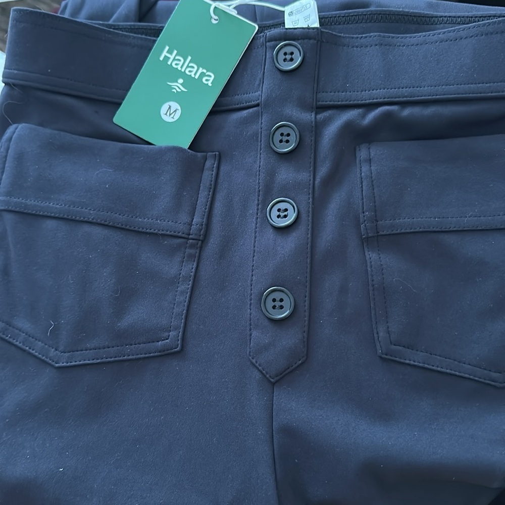 Halara Button Front Pant Square Front Pockets Bla… - image 5